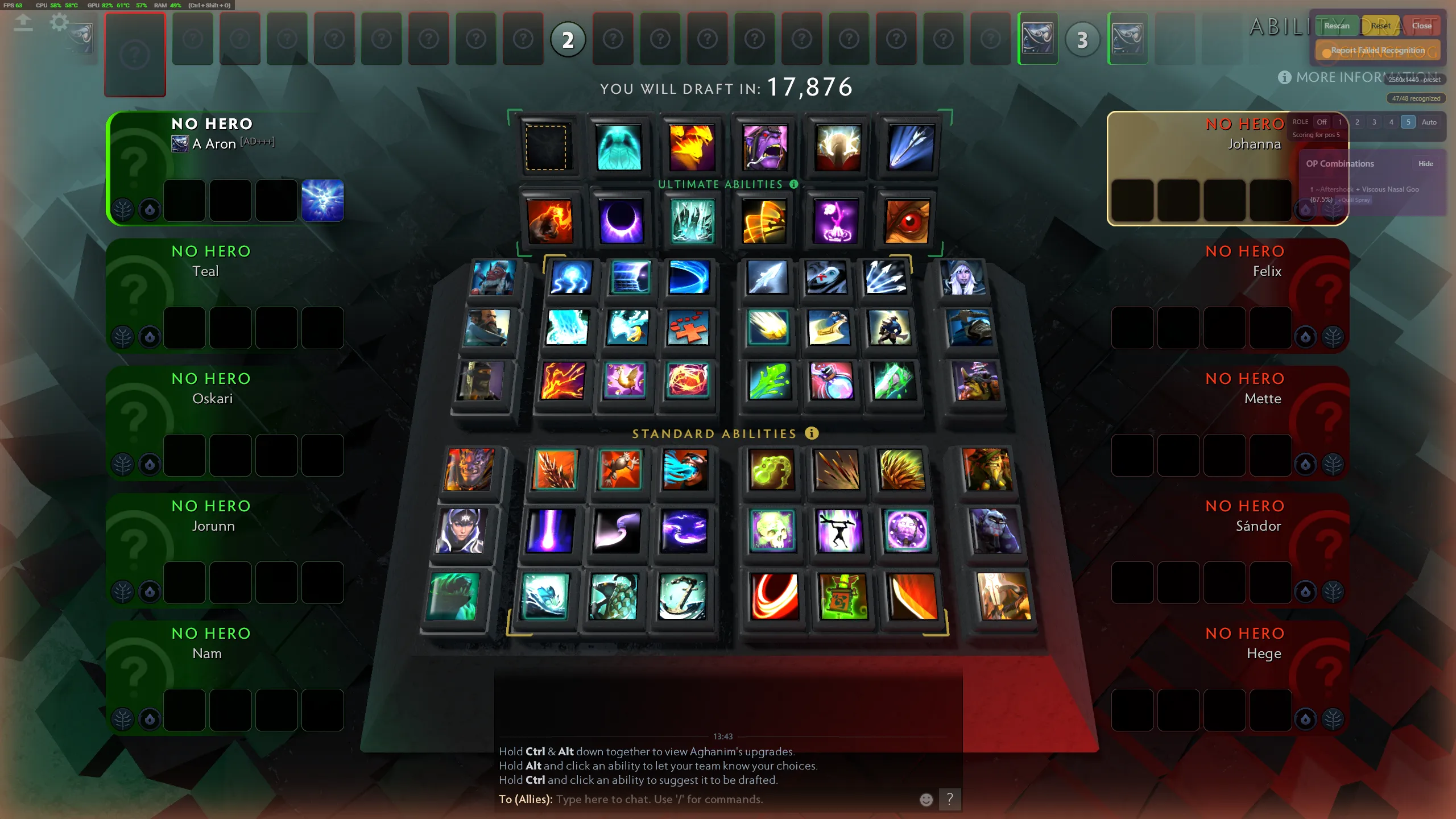 Ability Draft Plus overlay showing win rates and pick suggestions on the draft board